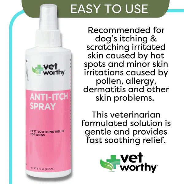 Vet Worthy Hydrocortisone Anti-Itch Spray for Dogs - 8 oz