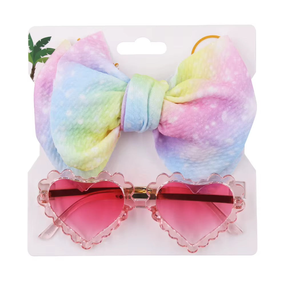 Sweetheart Pet Fashion Set – Lazo & Gafas de Corazón