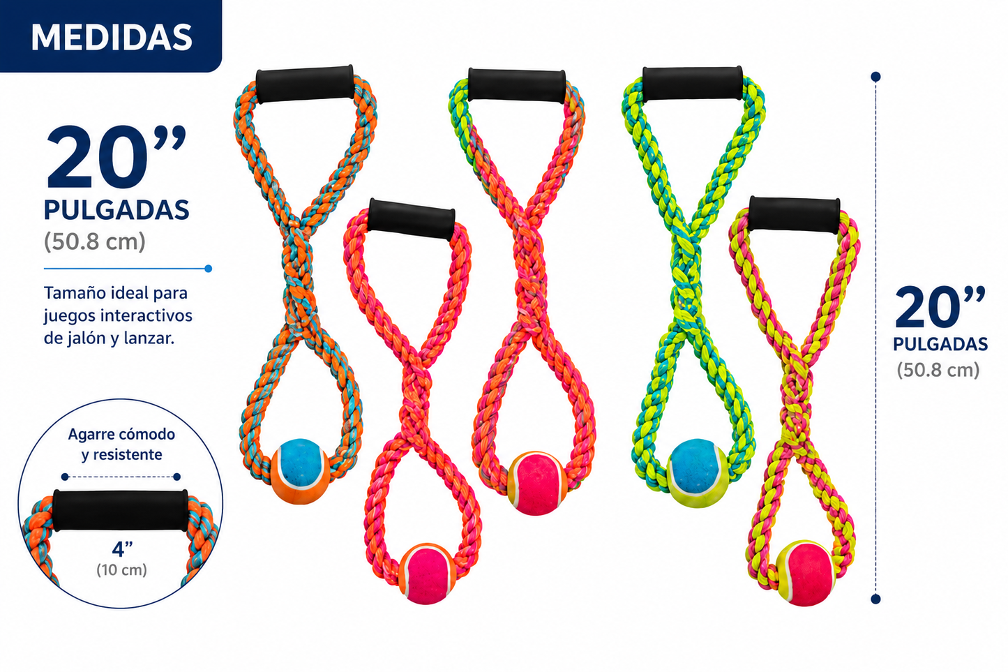 Juguete de Cuerda con Pelota para Perros – Tug & Fetch Rope Toy