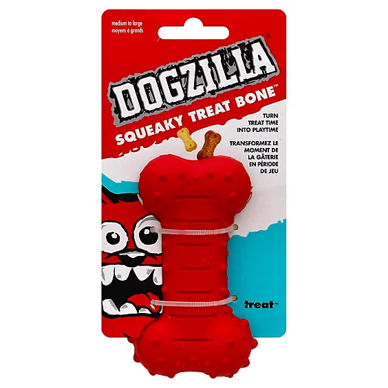 Dogzilla Squeaky Treat Bone