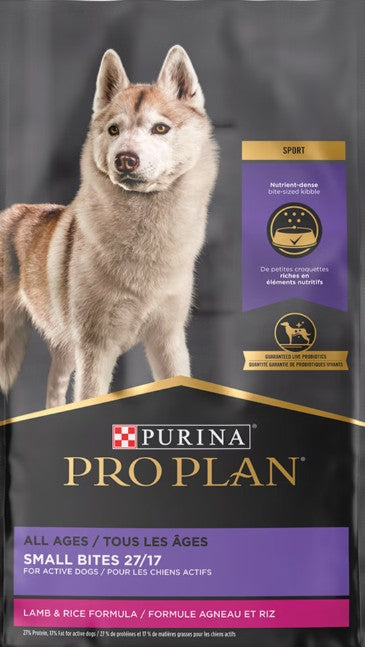 Alimento seco para perros con fórmula de cordero y arroz 27/17 en trozos pequeños para todas las edades Pro Plan Sport - Mascotito PR