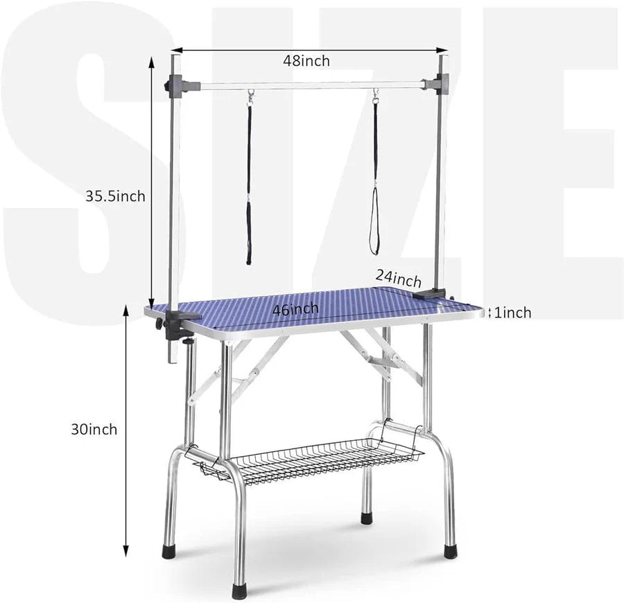 GHD 45"-46" GROOMING TABLE FORDABLE W/OVERHEAD/ TRAY - Mascotito PR