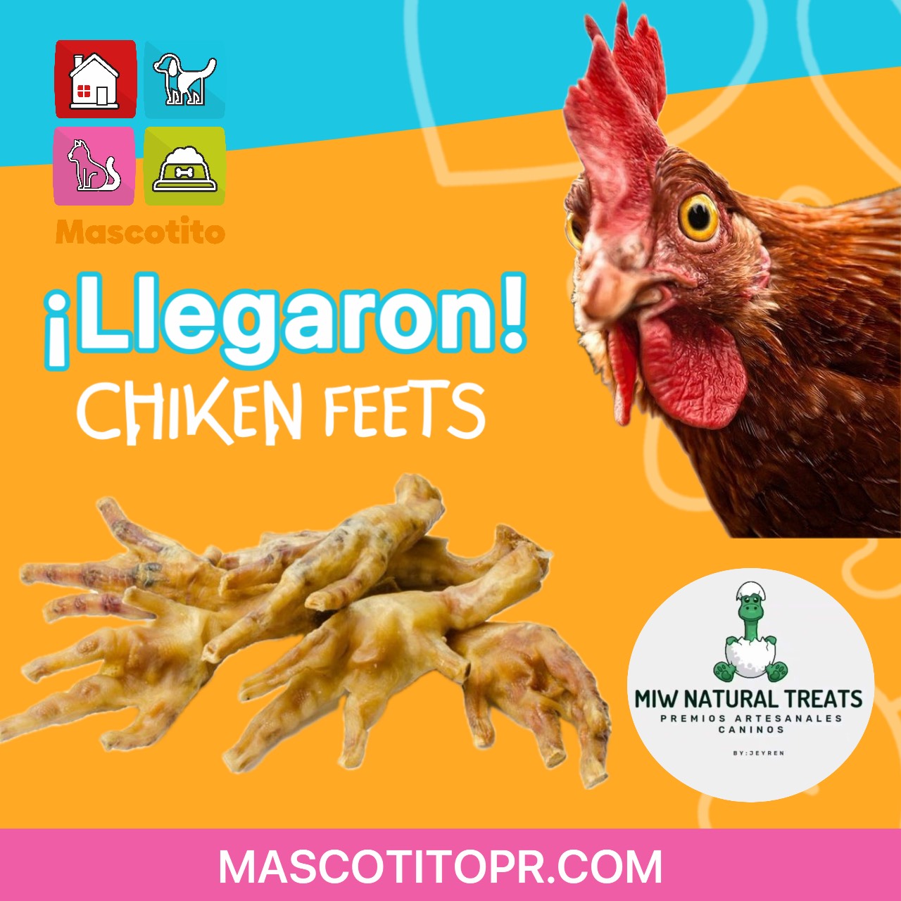 Chicken Feet Miw Natural Treats - Mascotito PR