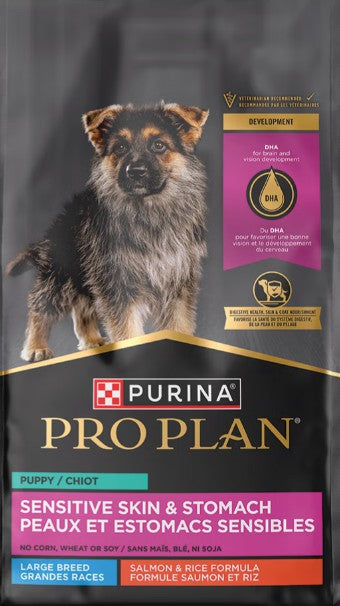 Alimento seco con probióticos para cachorros de razas grandes con piel y estómago sensibles Pro Plan de salmón y arroz - Mascotito PR