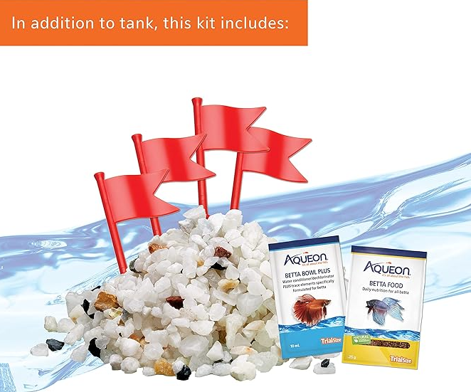 Aqueon Betta Castle Aquarium Fish Tank Kit, Black, Half Gallon