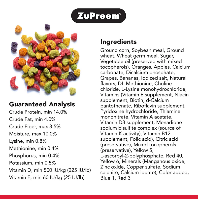 ZuPreem FruitBlend Daily Nutrition Parrot & Conure Pellet