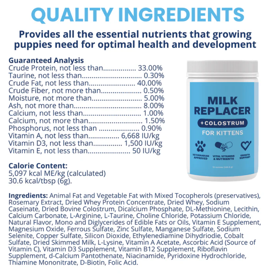 Milk Replacer for Kittens + Colostrum