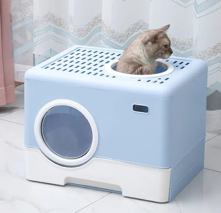Closed Cat Litter Box With Lid Top Entrance Splash-proof - Mascotito PR