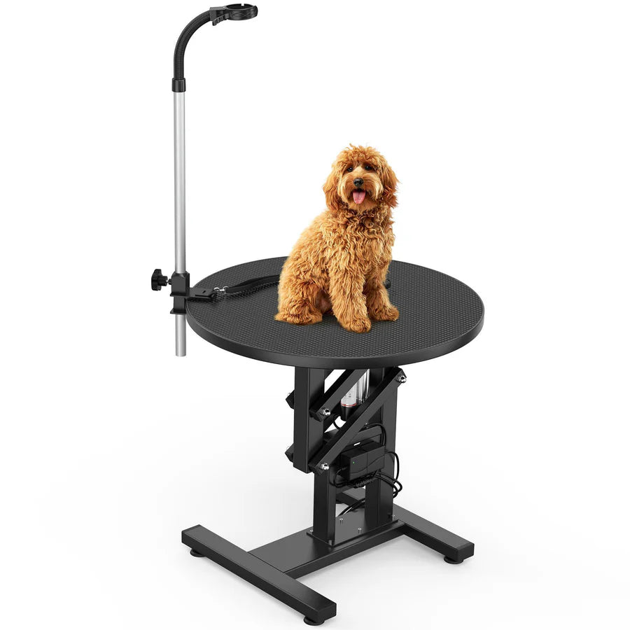 GHD 24" ROUND ELECTRIC PET GROOMING TABLE FOR SMALL DOG W/ARM & LOOP - Mascotito PR