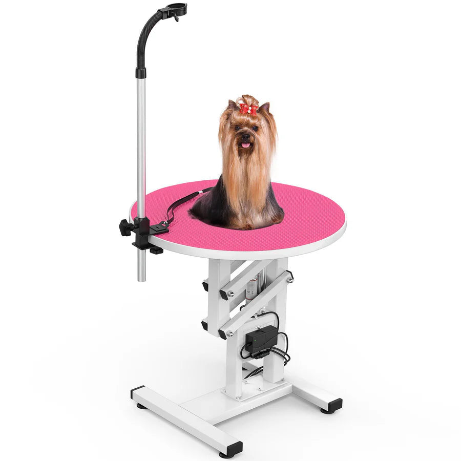 GHD 24" ROUND ELECTRIC PET GROOMING TABLE FOR SMALL DOG W/ARM & LOOP - Mascotito PR
