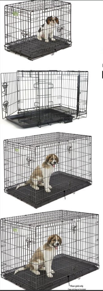 Double Door Pet Dog Kennel Crate with Black Metal Foldable Heavy Duty - Mascotito PR
