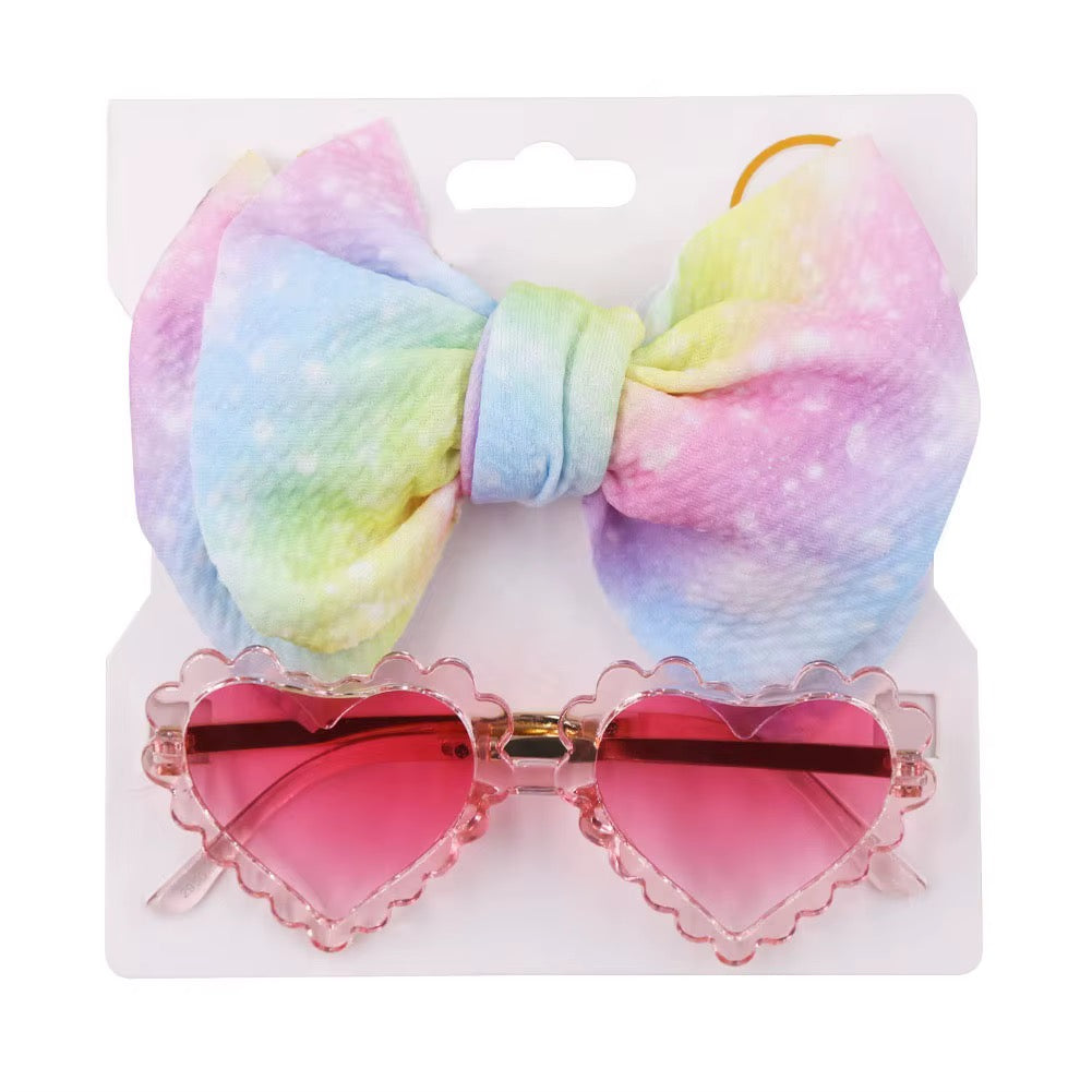 Sweetheart Pet Fashion Set – Lazo & Gafas de Corazón