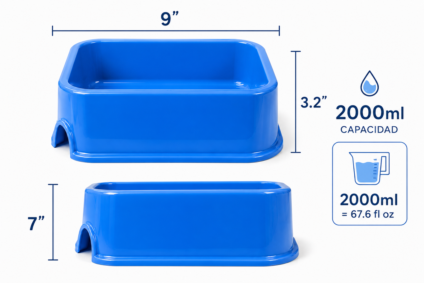 Square Plastic Pet Bowl – 2000ml