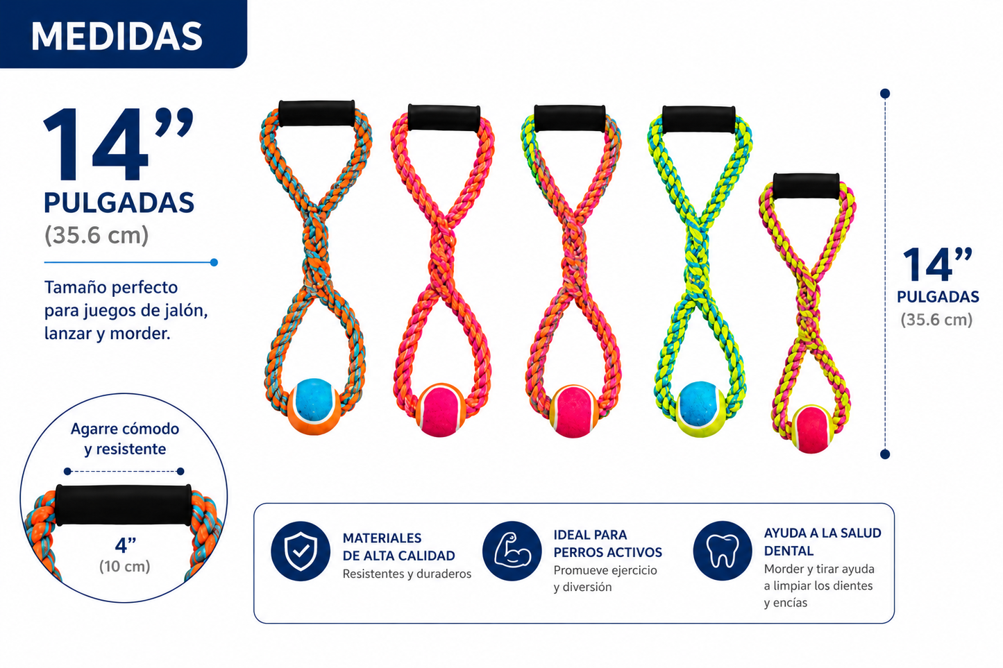 Juguete de Cuerda con Pelota para Perros – Tug & Fetch Rope Toy