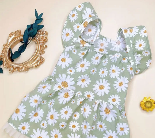 Green Daisy Dress for dogs