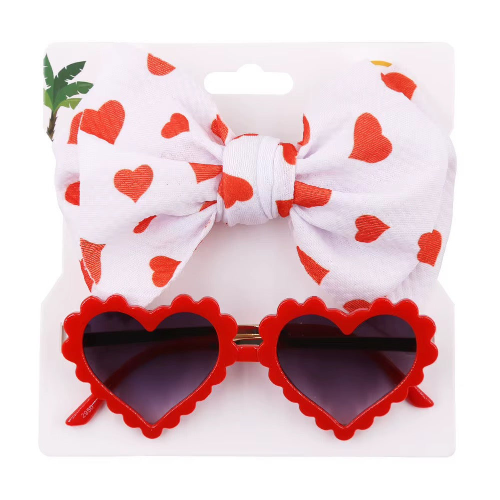 Sweetheart Pet Fashion Set – Lazo & Gafas de Corazón