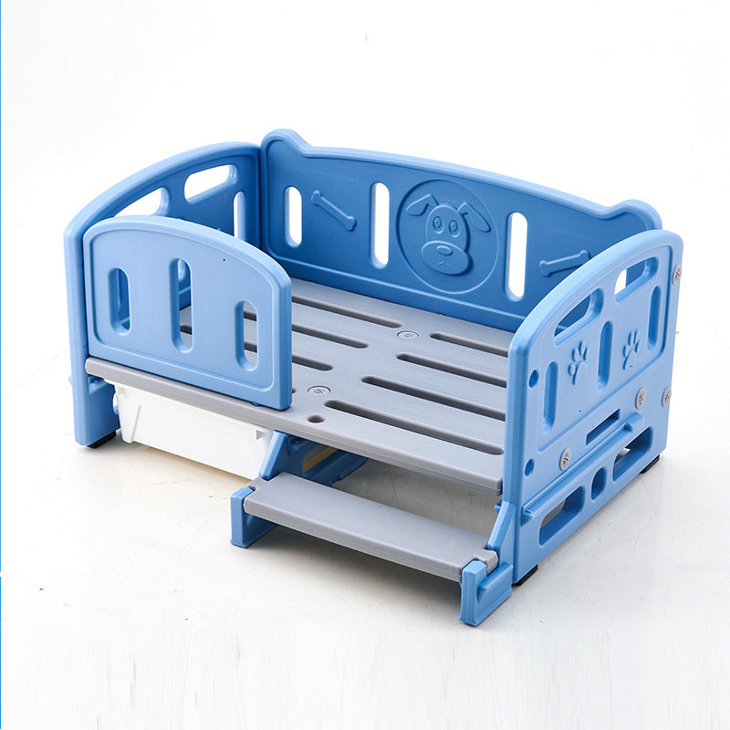 Cama Elevada Multifuncional para Mascotas con Escalón