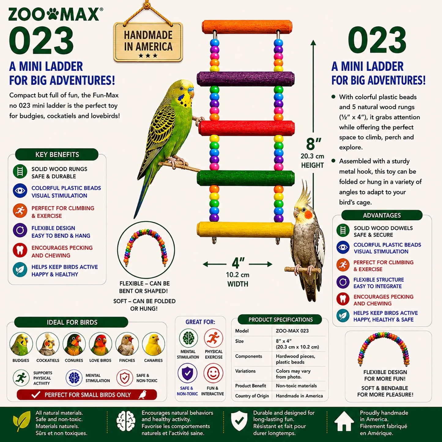 PONY BEADS LADDER Fun Max Bird Toys