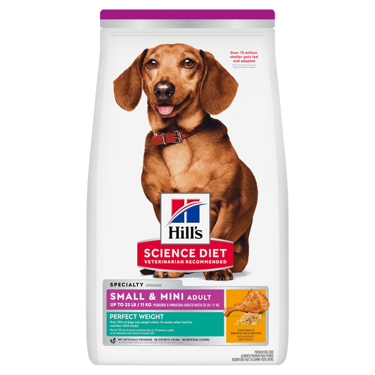 Hiill’ s Adult Perfect Weight Small & Mini Chicken & Brown Rice Recipe Dog Food