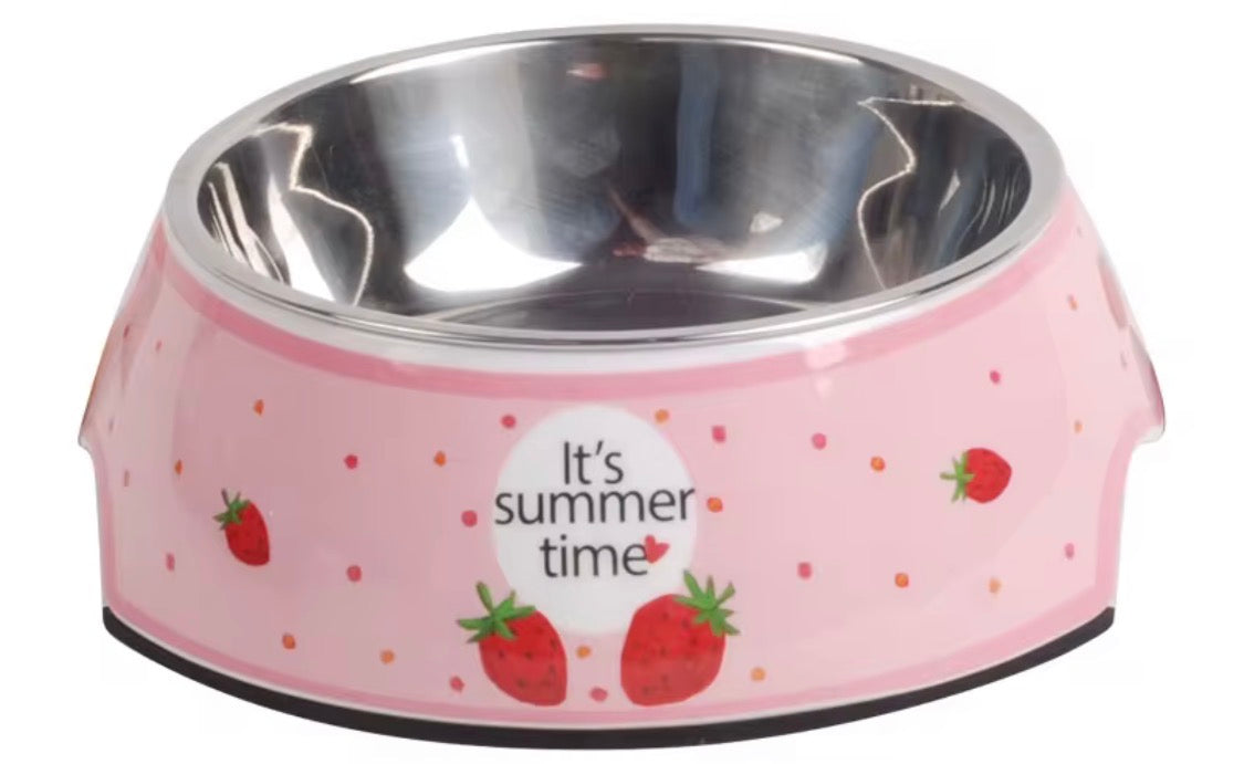 Strawberry Stainless Steel Pet Bowl