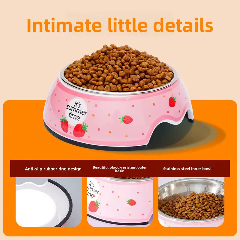 Strawberry Stainless Steel Pet Bowl