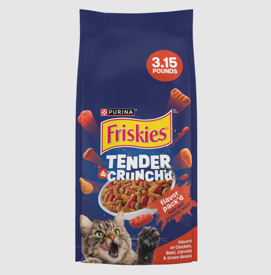 Purina Friskies Tender & Crunch’d Dry Cat Food With Flavors of Chicken, Beef, Carrots & Green Beans