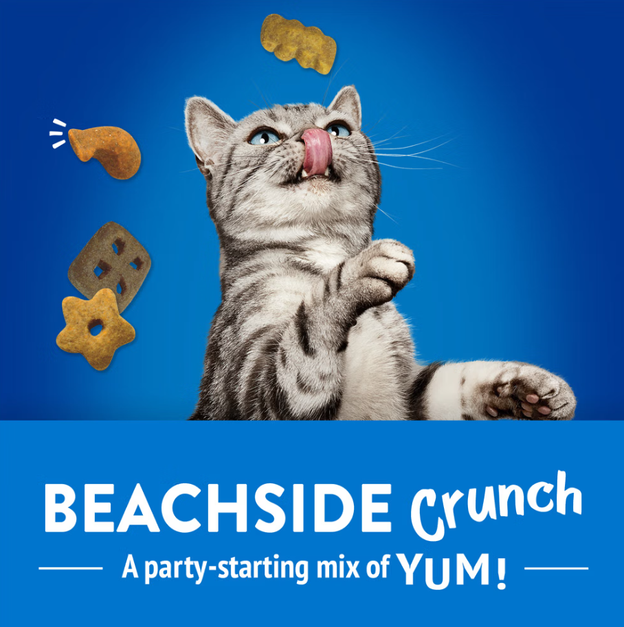 Friskies Party Mix Beachside Crunch With Ocean Whitefish & Flavors of Shrimp, Crab & Tuna Cat Treats