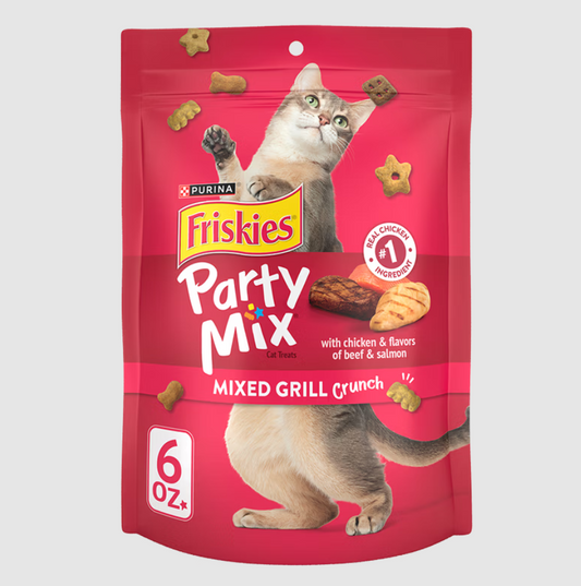 Friskies Party Mix Mixed Grill Crunch With Chicken & Flavors of Beef & Salmon Cat Treats