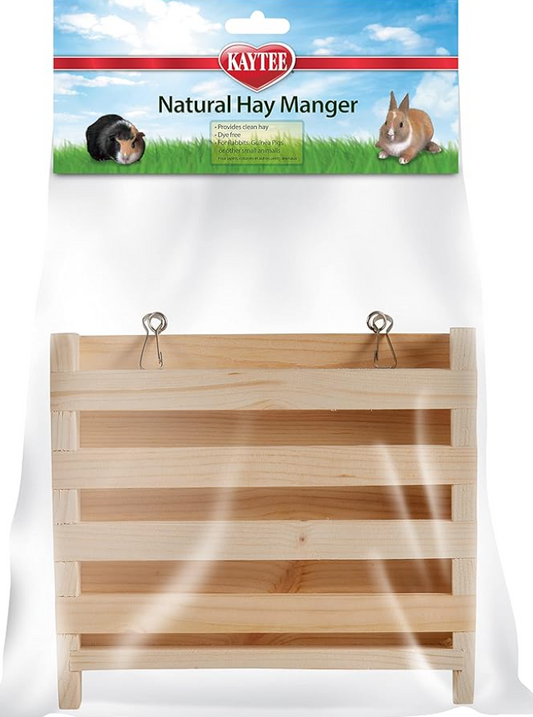 Kaytee Natural Wooden Hay Manger for Pet Rabbits, Chinchillas, and Guinea Pigs, Large
