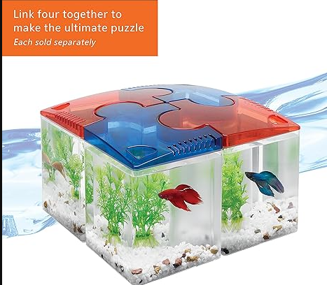 Aqueon Betta Puzzle Aquarium Fish Tank Kit, Blue, Half Gallon