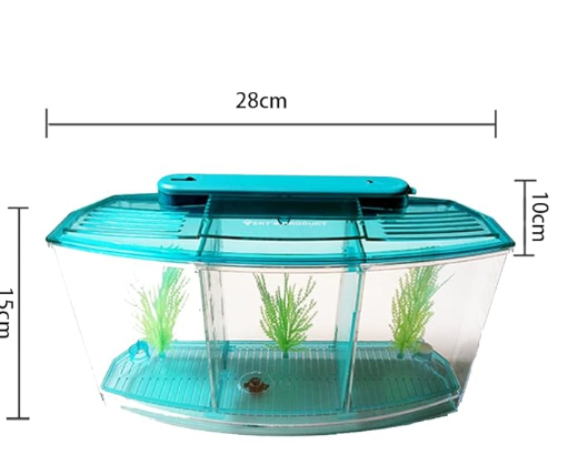 PiniceCore 1pc Acrylic Three Splits Betta Fish Tank Triple Bow Fighting Isolation Breed Box