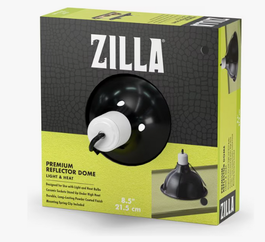 Zilla Premium Reflector Light & Heat Black Ceramic Dome Lighting Fixture, 8.5-in