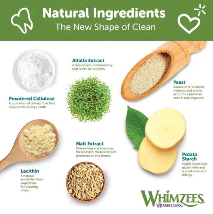 Whimzees Brushzees (M) Medium Dental Chews Treats 7 ct