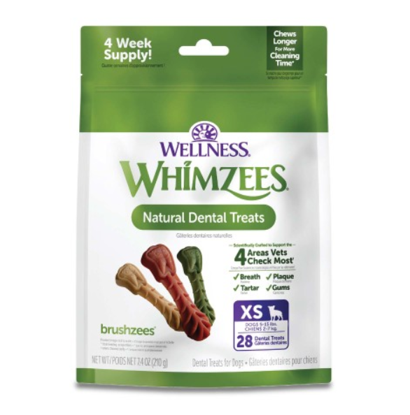 Whimzees Brushzees (XS) Medium Dental Chews Treats 28 ct