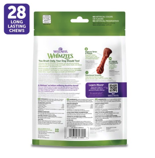 Whimzees Brushzees (XS) Medium Dental Chews Treats 28 ct