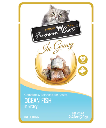 Fussie Cat Ocean Fish In Gravy 2.47-oz Pouch, Wet Cat Food
