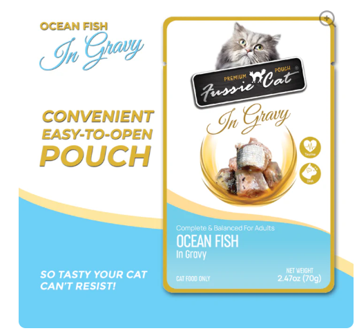Fussie Cat Ocean Fish In Gravy 2.47-oz Pouch, Wet Cat Food