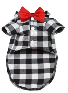 Plaid Puppy Shirt with Bow