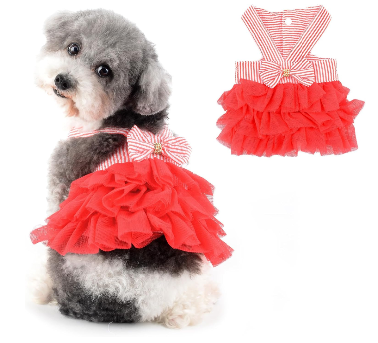 Striped Mesh Puppy Dress