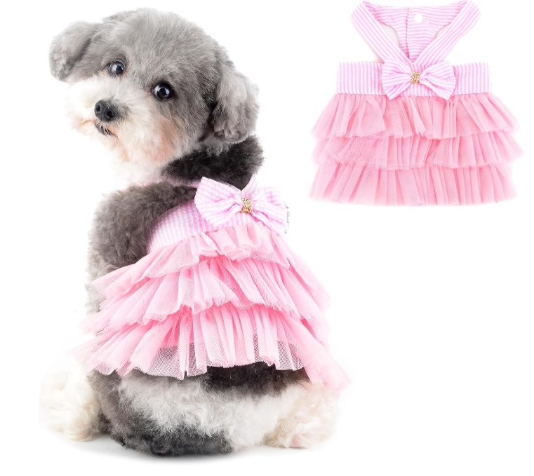 Striped Mesh Puppy Dress