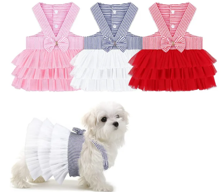 Striped Mesh Puppy Dress