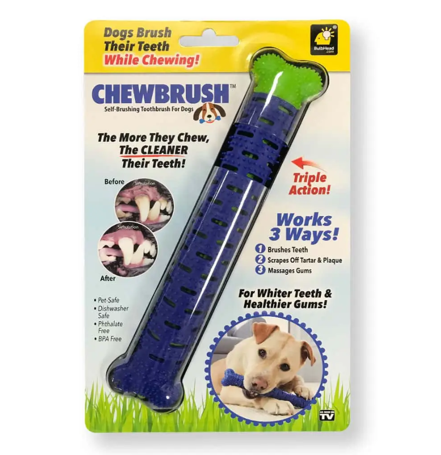 Barkwow Dog Chew Toys Aggressive Chewers Teeth Cleaning Oral Toothbrush Bone Brush