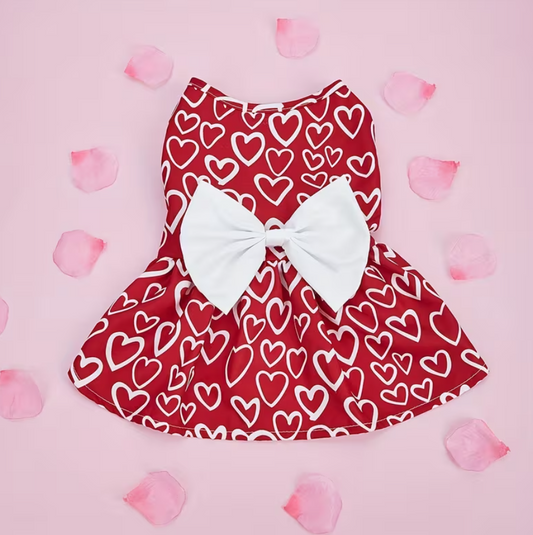 Dress Heart- Withe Bow