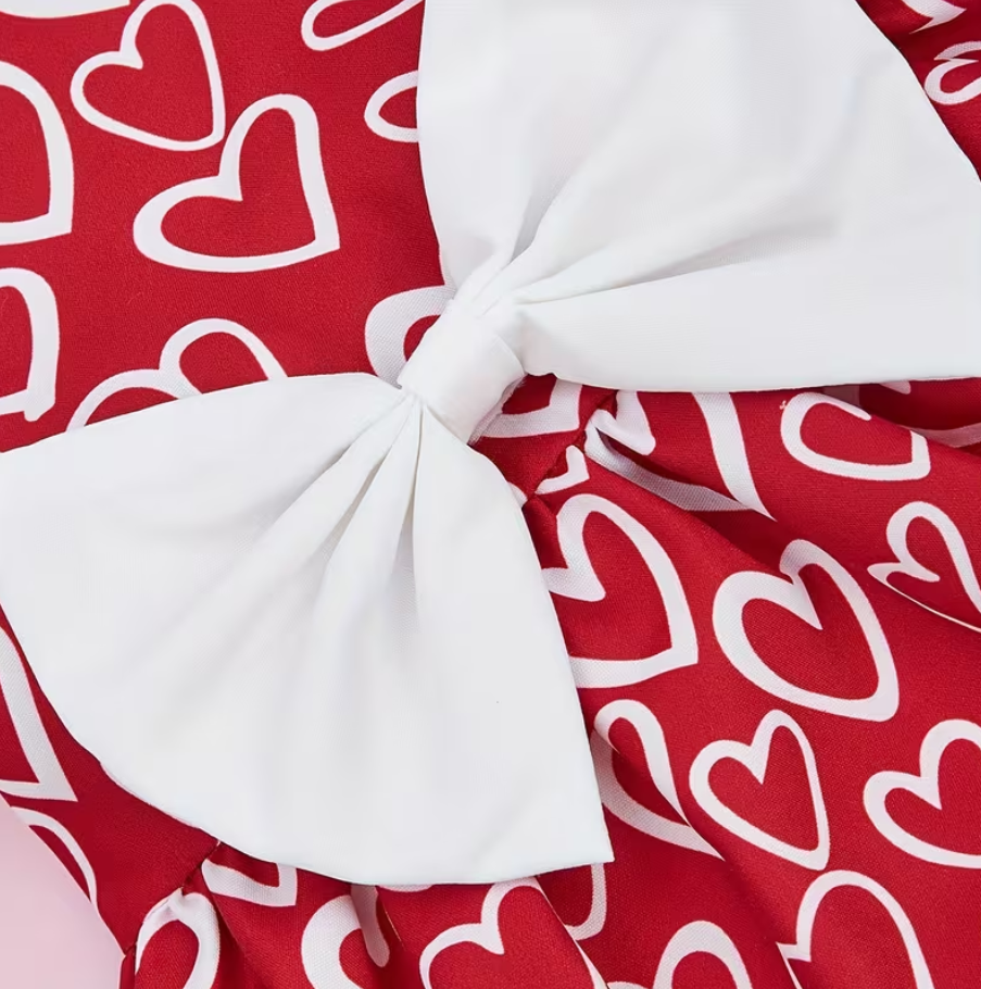 Dress Heart- Withe Bow