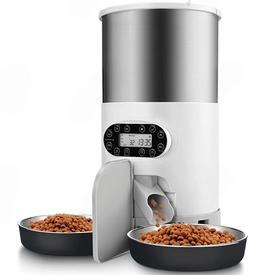 Stainless Steel Automaticpet Feeder With Two-Way Splitter