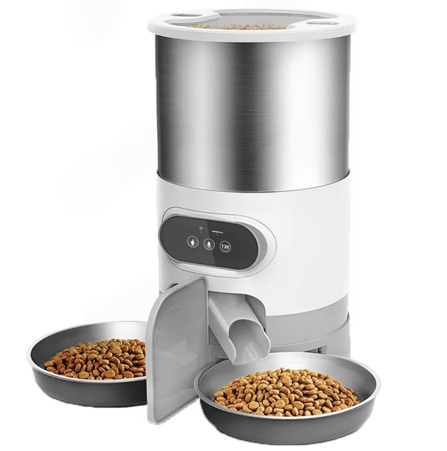 Stainless Steel Automaticpet Feeder With Two-Way Splitter