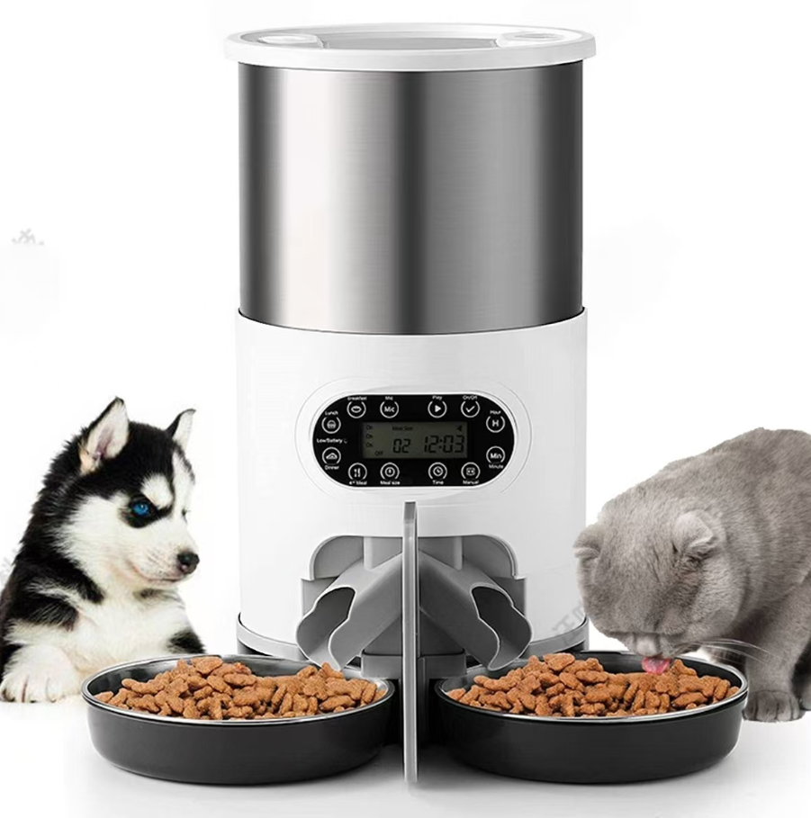 Stainless Steel Automaticpet Feeder With Two-Way Splitter