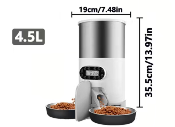 Stainless Steel Automaticpet Feeder With Two-Way Splitter
