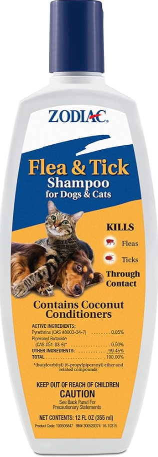 Zodiac Flea & Tick Shampoo for Dogs & Cats, 12-ounce | Kills Fleas and Ticks On Contact
