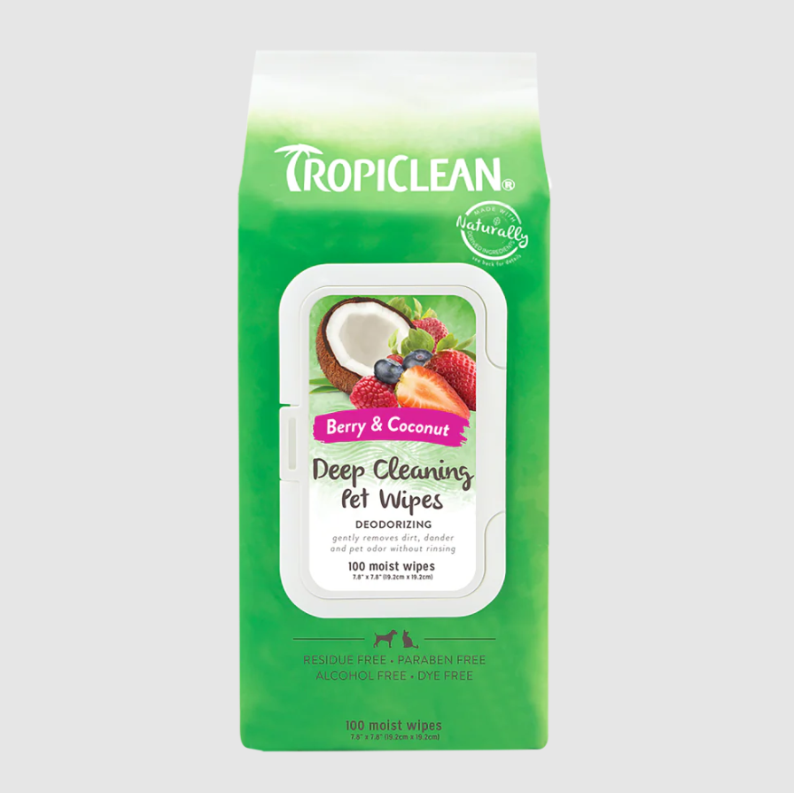 TropiClean Deep Cleaning Pet Wipes, 100ct